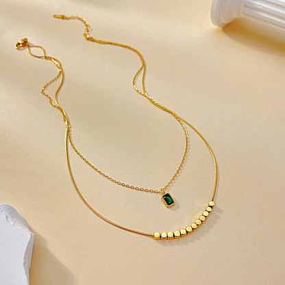 Green Stone Layered Necklace