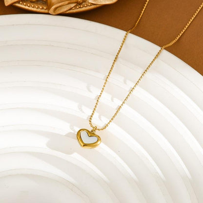 Gold Heart Pendant Chain Necklace