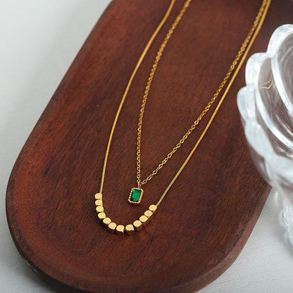 Green Stone Layered Necklace