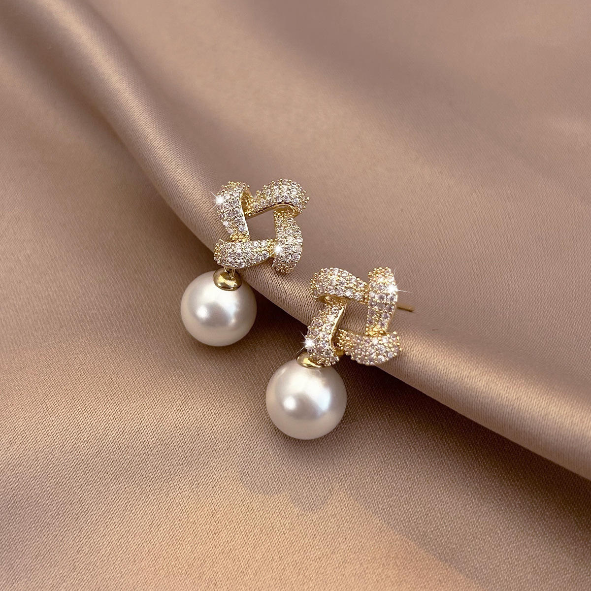 Pearl Drop Stud Earrings