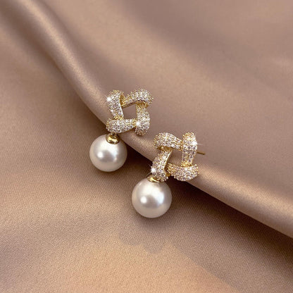Pearl Drop Stud Earrings