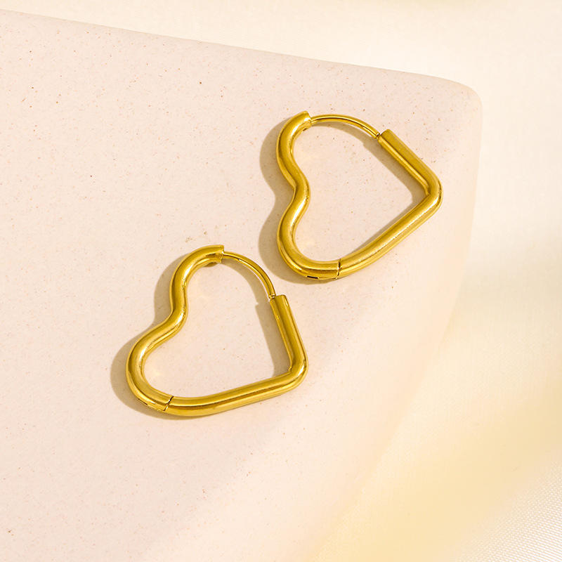 Minimal Heart-Shaped Hoop Earrings 316L