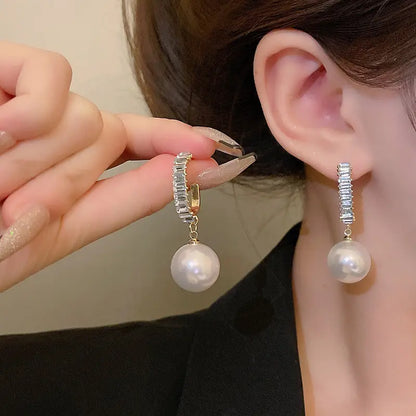 Round Pearl Dangle Earrings