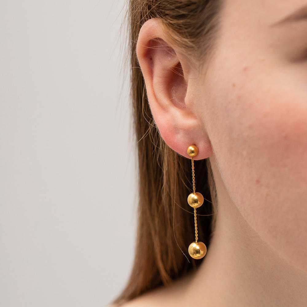Triple Bead Chain Drop Earrings 316L