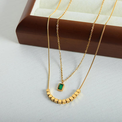 Green Stone Layered Necklace
