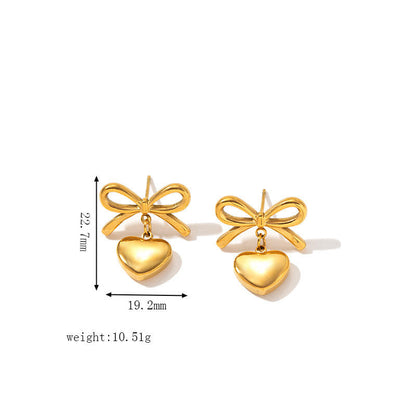 Bow & Heart Stud Earrings
