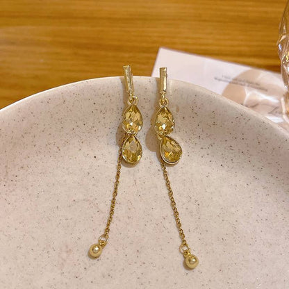Crystal Teardrop Chain Drop Earrings