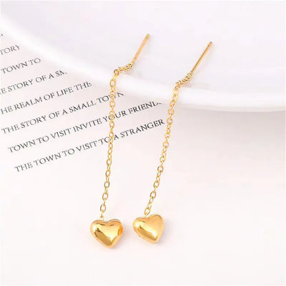 Heart Charm Threader Earring - BlingVows - Best Imitation & Anti Tarnish Jewelry Wholesaler