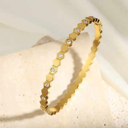 Hexa Shine Anti-Tarnish Bangle Bracelet - BlingVows - Best Imitation & Anti Tarnish Jewelry Wholesaler