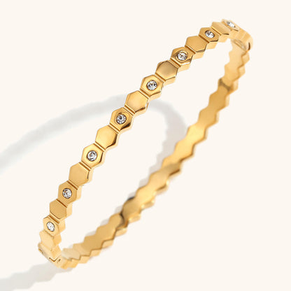 Hexa Shine Anti-Tarnish Bangle Bracelet - BlingVows - Best Imitation & Anti Tarnish Jewelry Wholesaler