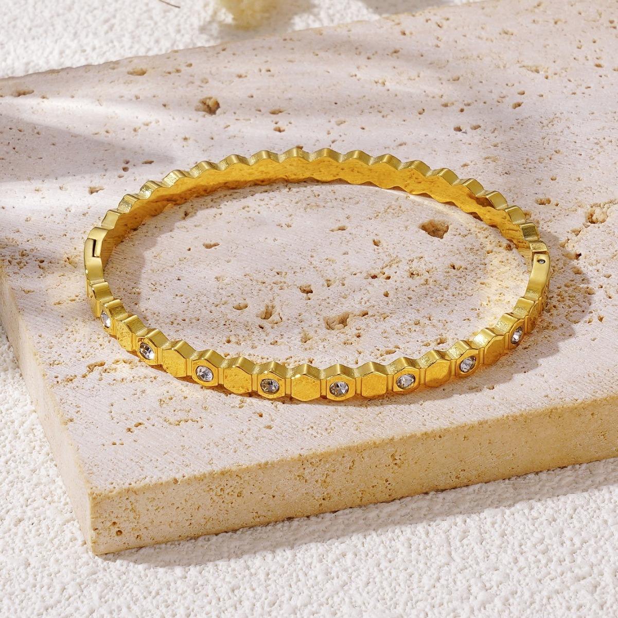 Hexa Shine Anti-Tarnish Bangle Bracelet - BlingVows - Best Imitation & Anti Tarnish Jewelry Wholesaler