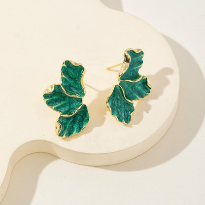Green Leaf Statement Earrings
