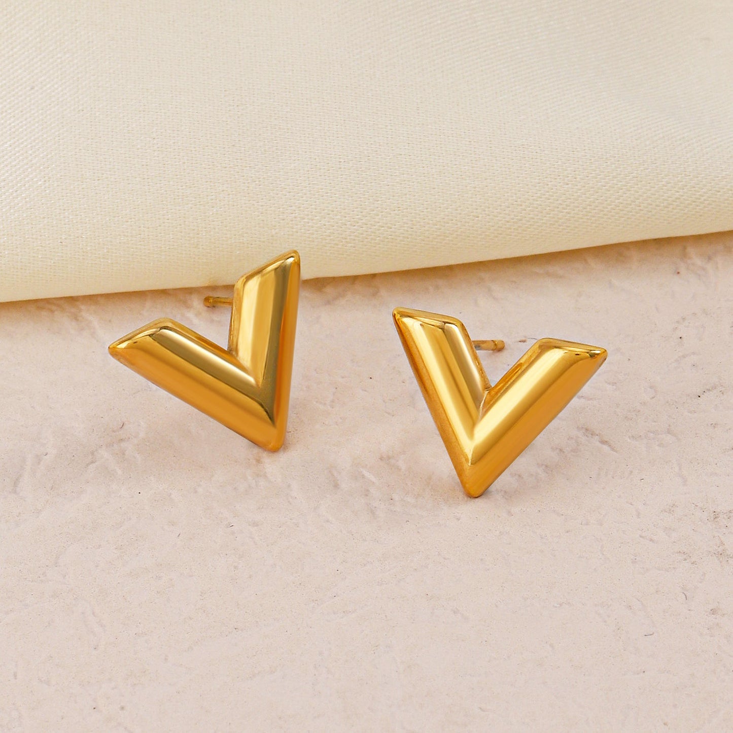 Minimal Gold V Stud Earrings