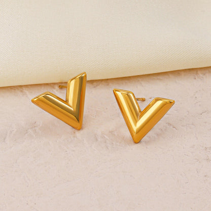 Minimal Gold V Stud Earrings
