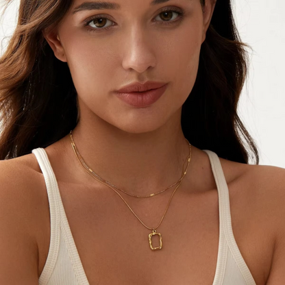 Hollow Square Double Layered Necklace - BlingVows - Best Imitation & Anti Tarnish Jewelry Wholesaler