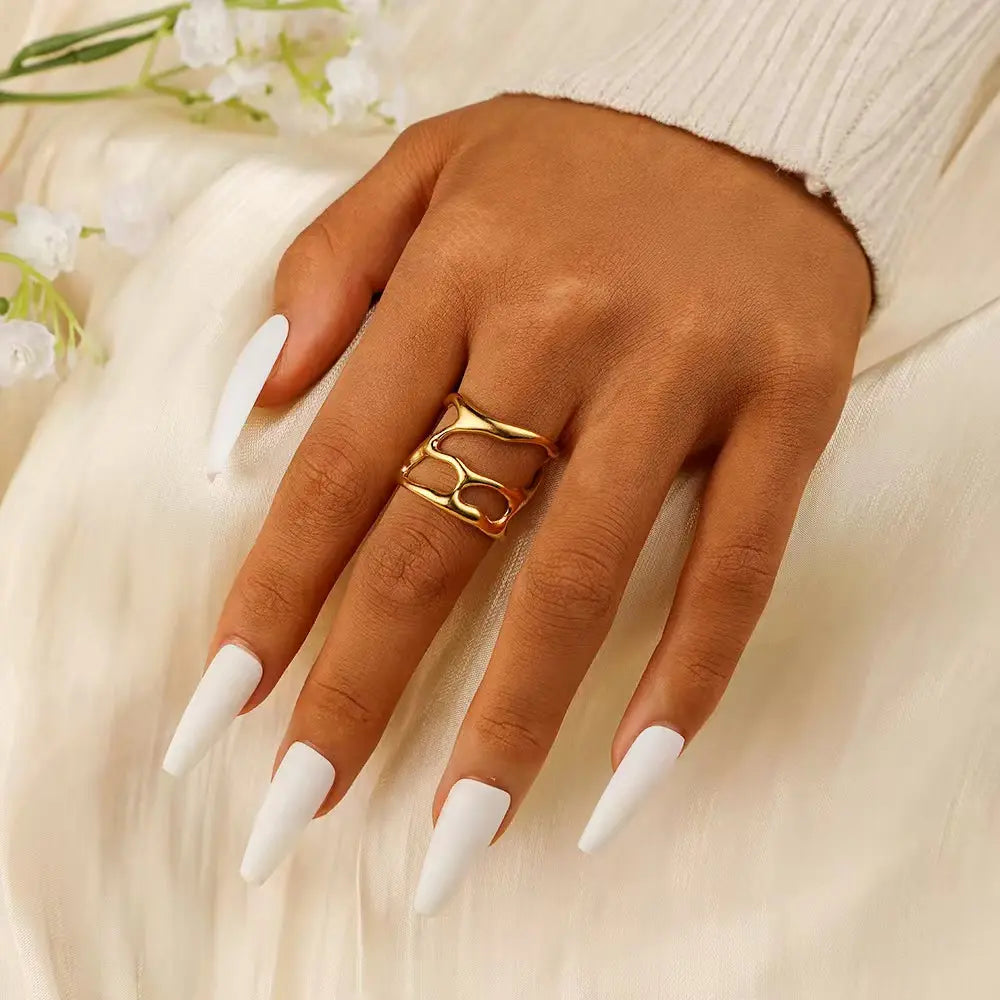 Irregular Liquid Design Rings - BlingVows - Best Imitation & Anti Tarnish Jewelry Wholesaler