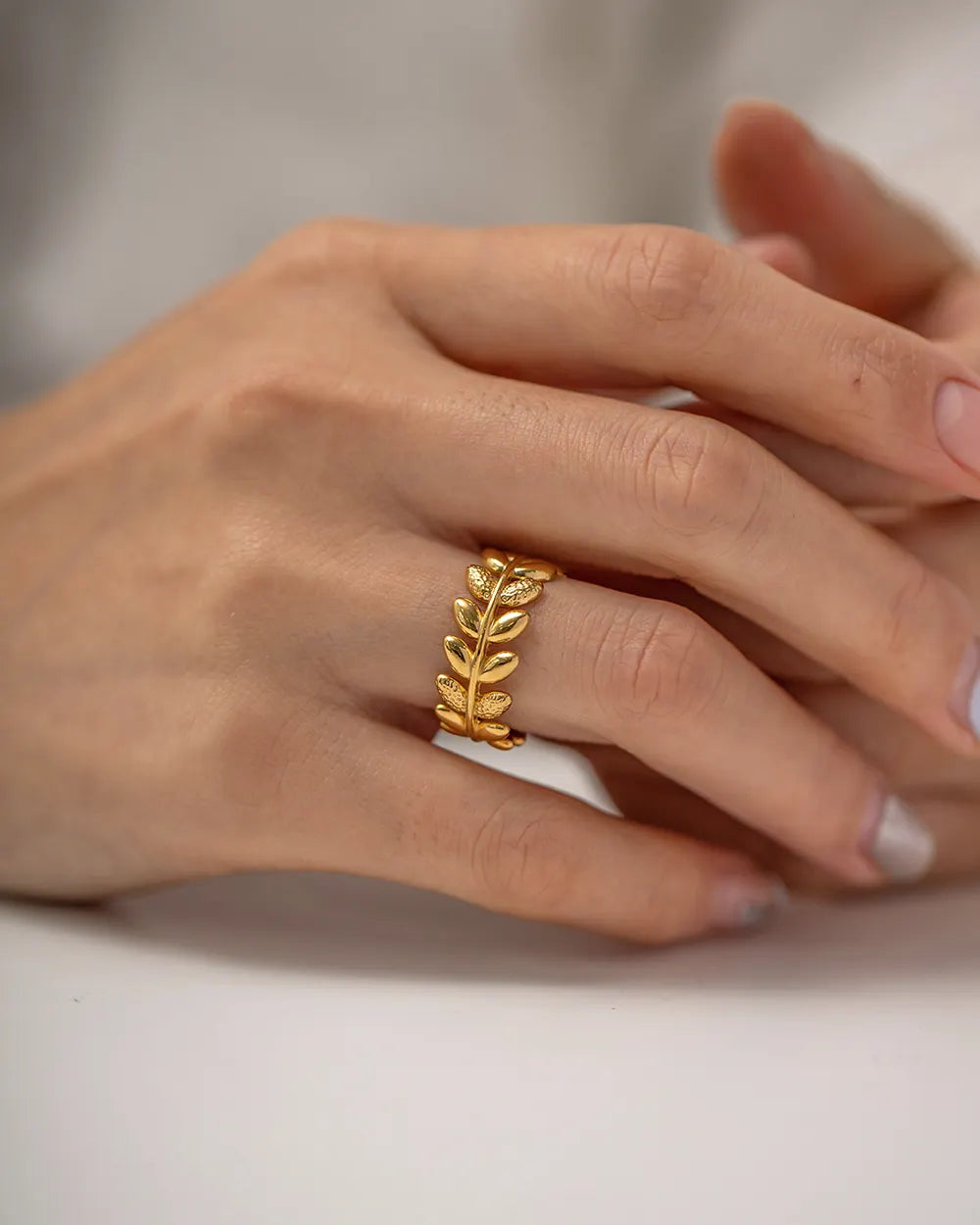 Ivy Leaf Wrapped Open Ring - BlingVows - Best Imitation & Anti Tarnish Jewelry Wholesaler