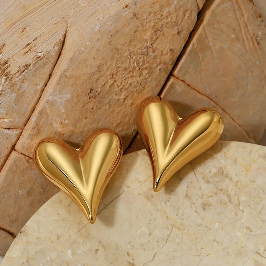 Puffy Heart Statement Stud Earrings