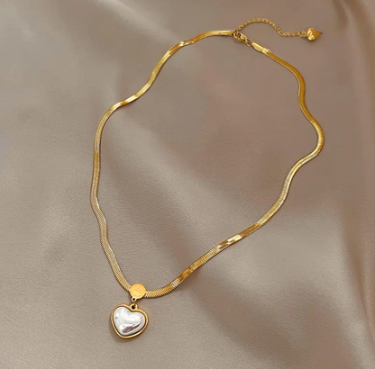 Love Heart Shaped Pearl Pendant Necklace - BlingVows - Best Imitation & Anti Tarnish Jewelry Wholesaler