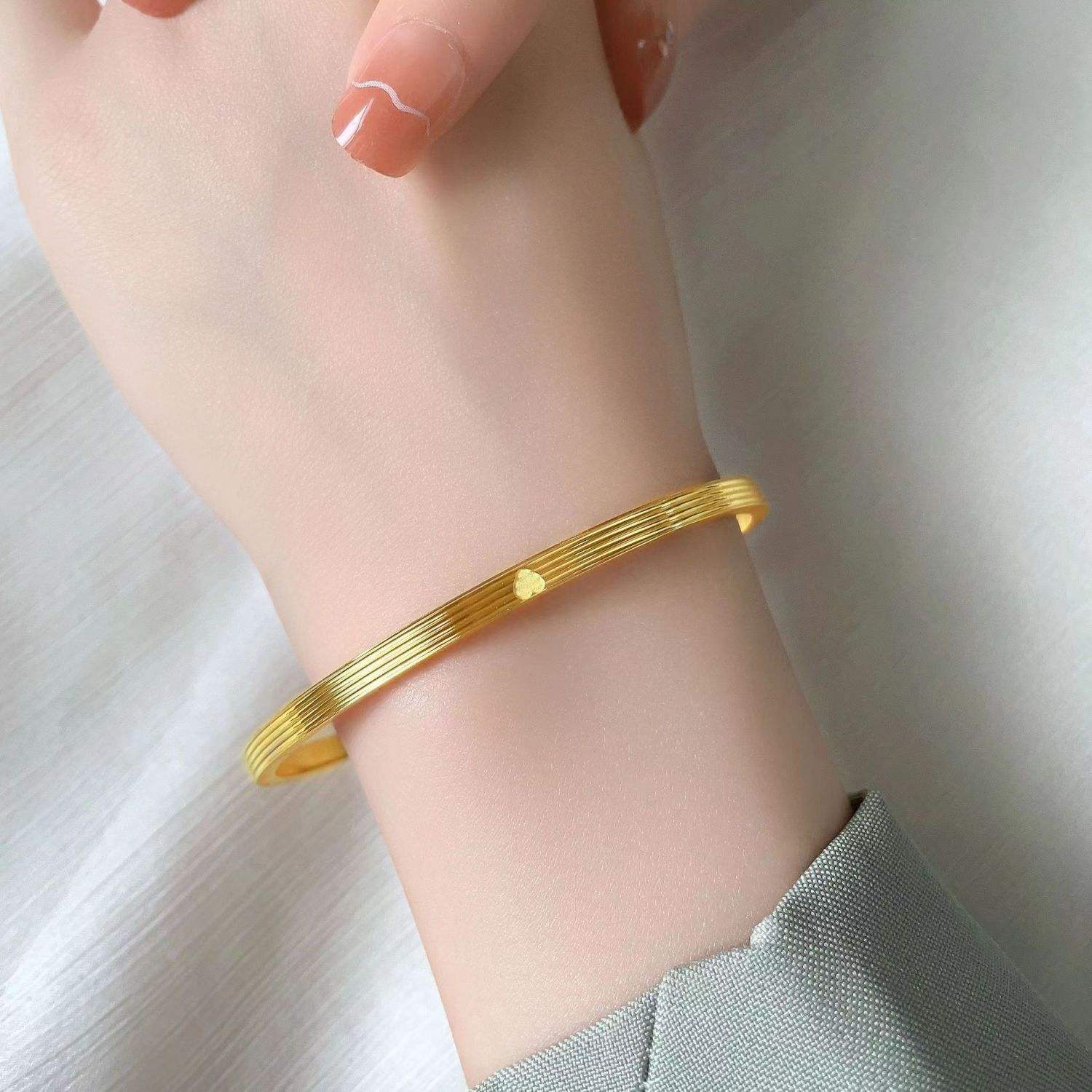 Love Symbol Engraved Anti-Tarnish Bangle - BlingVows - Best Imitation & Anti Tarnish Jewelry Wholesaler