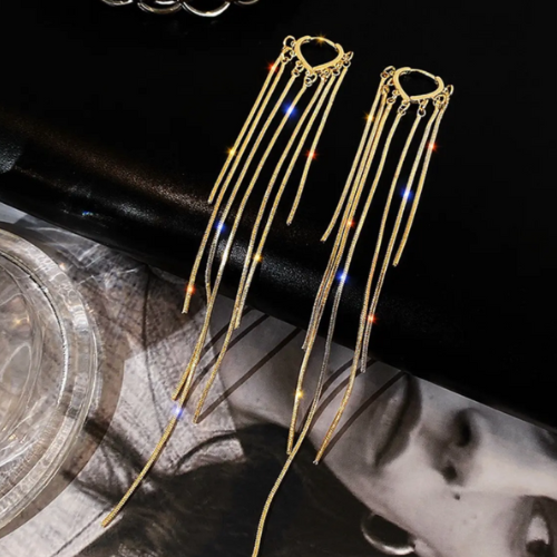 Multi Layer Love Heart Long Link Chain Earrings - BlingVows - Best Imitation & Anti Tarnish Jewelry Wholesaler