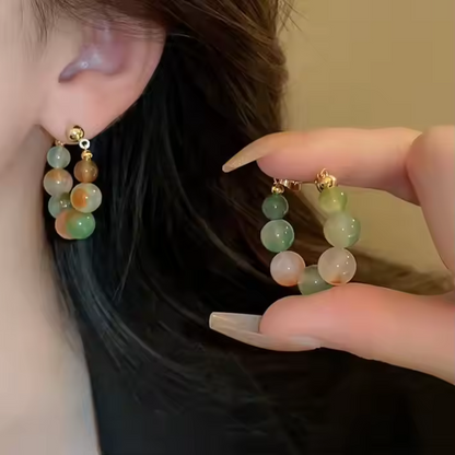 Natural Stone Beaded Hoop Earrings - BlingVows - Best Imitation & Anti Tarnish Jewelry Wholesaler