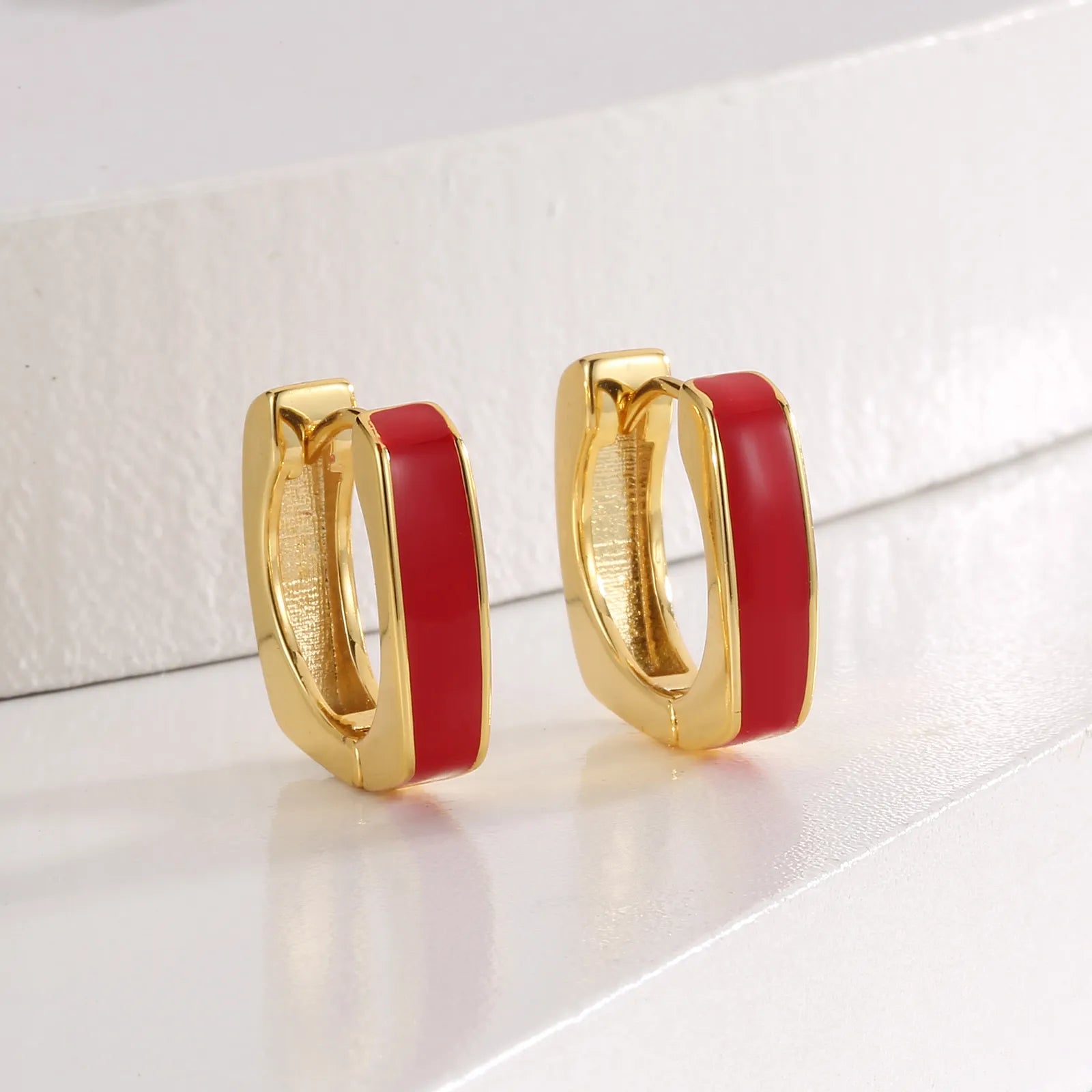 Oil-drop Square Hoop Earrings - BlingVows - Best Imitation & Anti Tarnish Jewelry Wholesaler