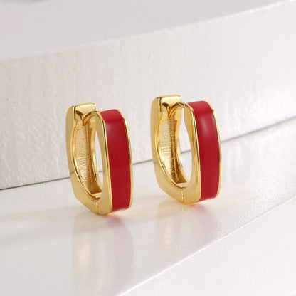 Oil-drop Square Hoop Earrings - BlingVows - Best Imitation & Anti Tarnish Jewelry Wholesaler