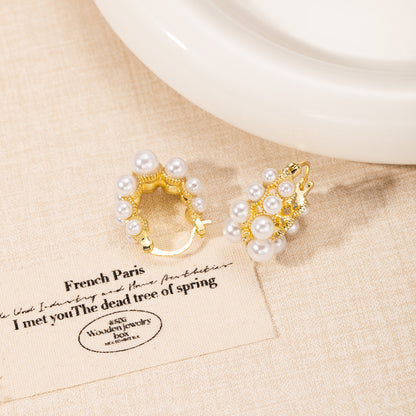 Pearl Cluster Hoop Earrings - BlingVows - Best Imitation & Anti Tarnish Jewelry Wholesaler