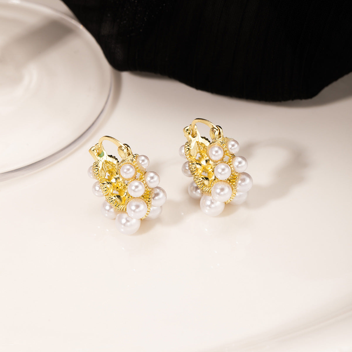 Pearl Cluster Hoop Earrings - BlingVows - Best Imitation & Anti Tarnish Jewelry Wholesaler