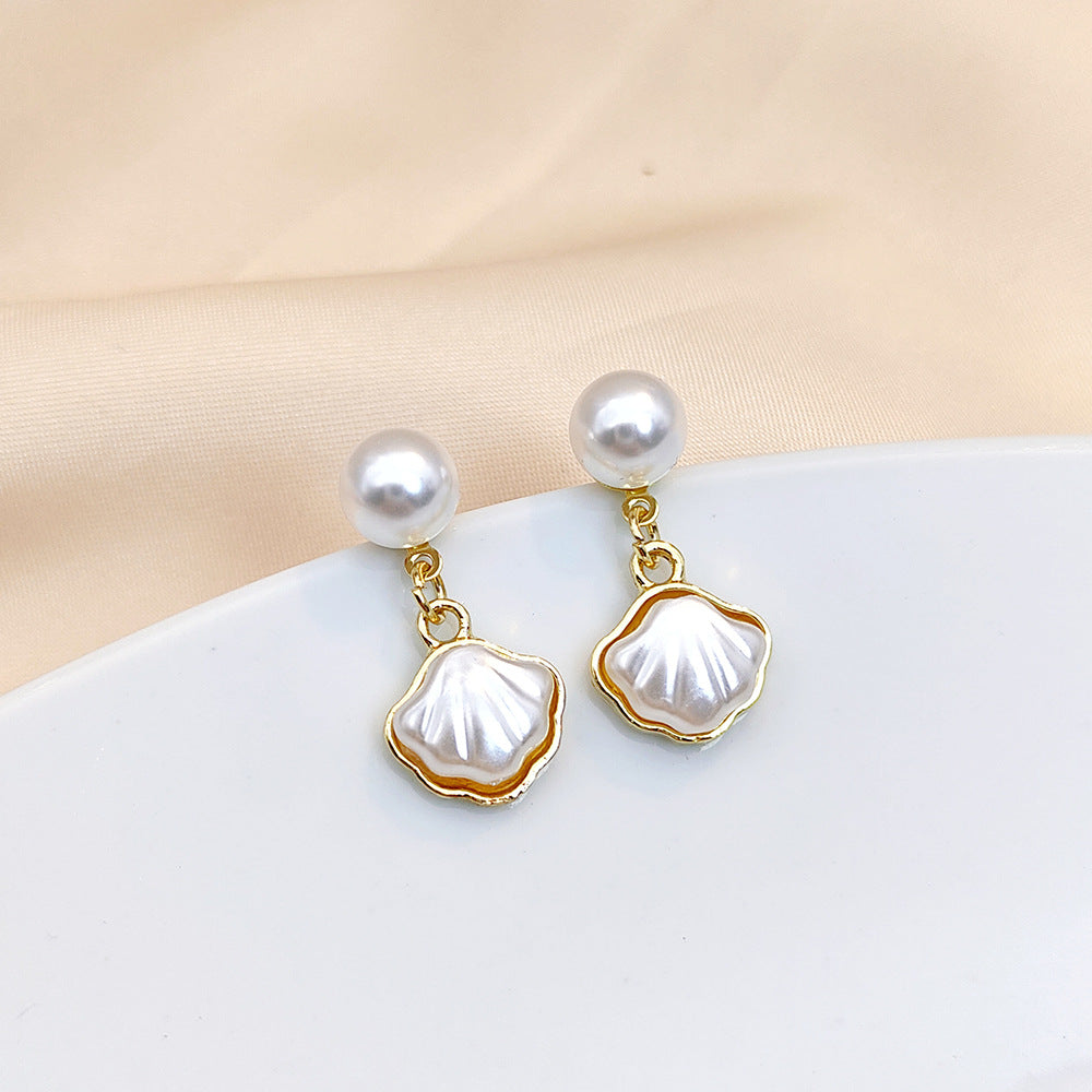 Pearl Shell Charm Stud Earrings - BlingVows - Best Imitation & Anti Tarnish Jewelry Wholesaler