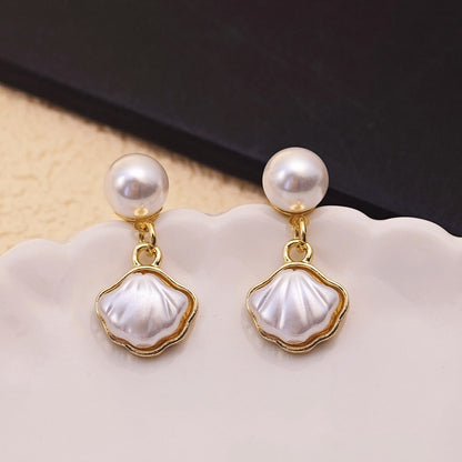 Pearl Shell Charm Stud Earrings - BlingVows - Best Imitation & Anti Tarnish Jewelry Wholesaler