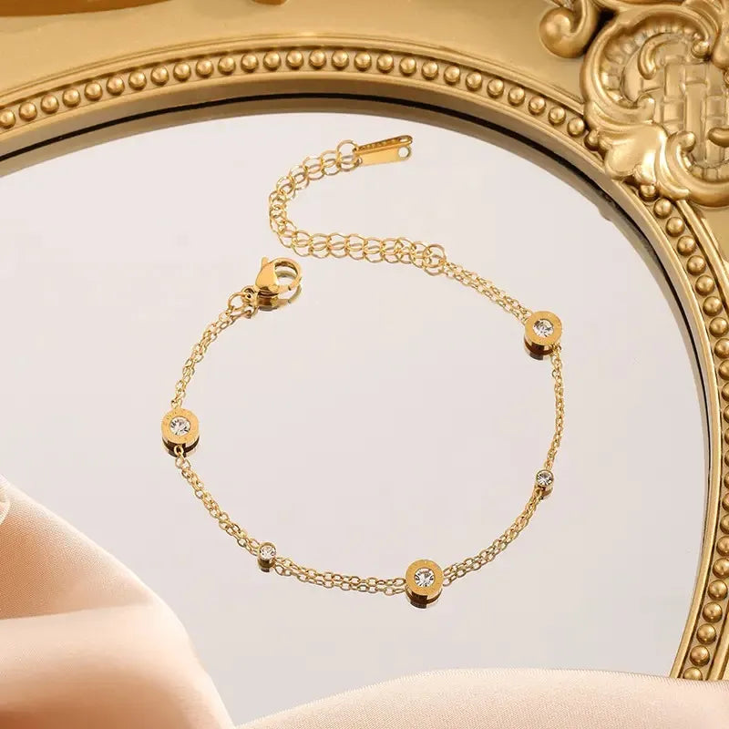Roman Numbers Diamond Studded Bracelet - BlingVows - Best Imitation & Anti Tarnish Jewelry Wholesaler