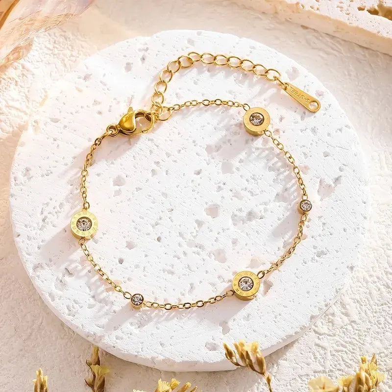 Roman Numbers Diamond Studded Bracelet - BlingVows - Best Imitation & Anti Tarnish Jewelry Wholesaler