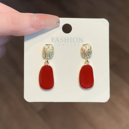 Scarlet Drop Textured Stud Earrings - BlingVows - Best Imitation & Anti Tarnish Jewelry Wholesaler