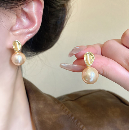 Korean Gloss Pearl Drop Earrings