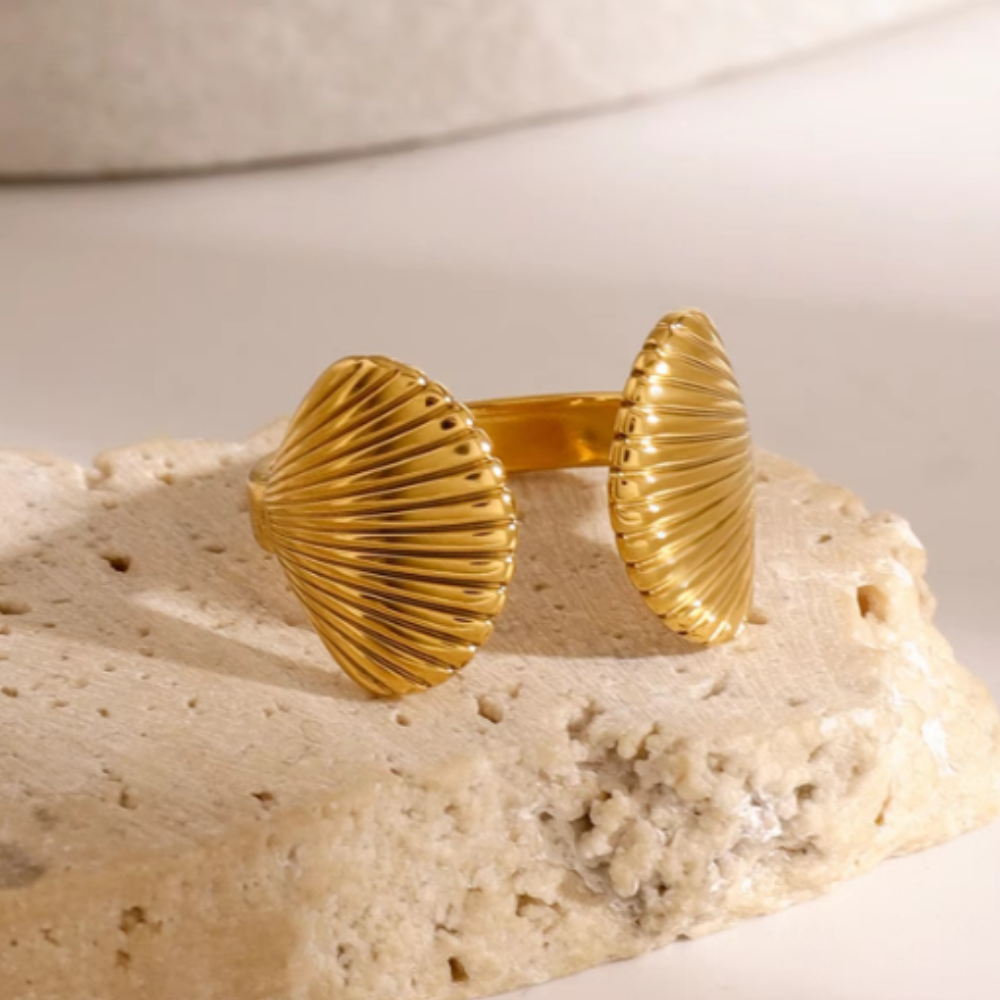 Bold Rectangle Shell Rings Shell Ring Style Ring – BlingVows