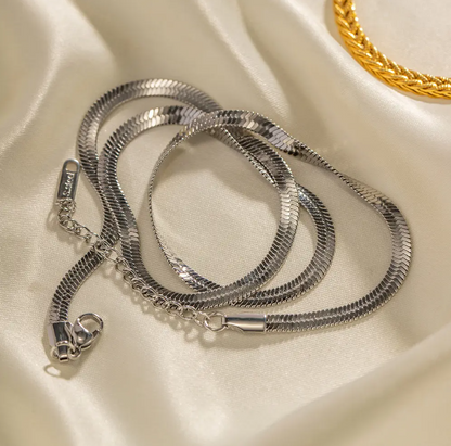 Silver Silk Snake Herringbone Snake Chain - BlingVows - Best Imitation & Anti Tarnish Jewelry Wholesaler
