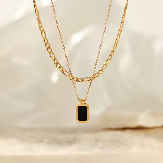 Square Pendant Stainless Steel Cuban Chain Necklace - BlingVows - Best Imitation & Anti Tarnish Jewelry Wholesaler