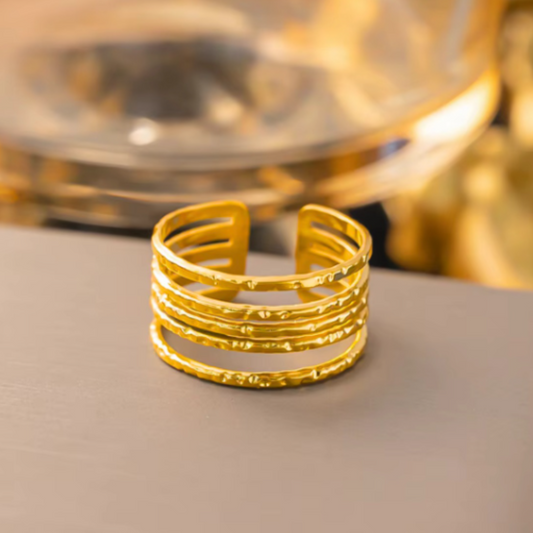 Textured Multi-Layer Ring - BlingVows - Best Imitation & Anti Tarnish Jewelry Wholesaler