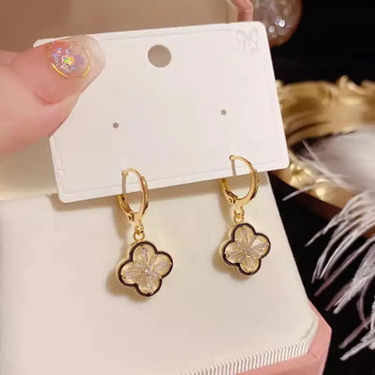 Two-Sided Trendy Leaf Clover Huggie Earrings - BlingVows - Best Imitation & Anti Tarnish Jewelry Wholesaler
