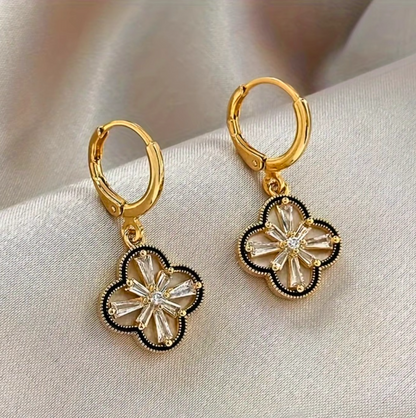 Two-Sided Trendy Leaf Clover Huggie Earrings - BlingVows - Best Imitation & Anti Tarnish Jewelry Wholesaler