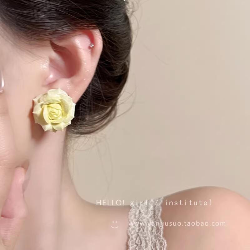 3D Rose Statement Stud Earrings