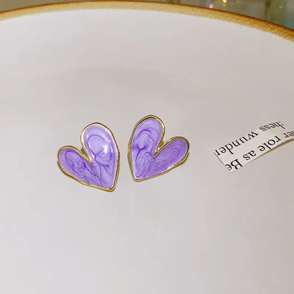 White Enamel Heart Studs - BlingVows - Best Imitation & Anti Tarnish Jewelry Wholesaler