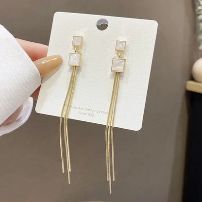 Squares Long Tassel Earrings - BlingVows - Best Imitation & Anti Tarnish Jewelry Wholesaler