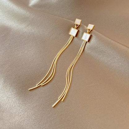 Squares Long Tassel Earrings - BlingVows - Best Imitation & Anti Tarnish Jewelry Wholesaler